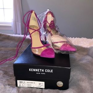 BRAND NEW Kenneth Cole magenta lace-up heels